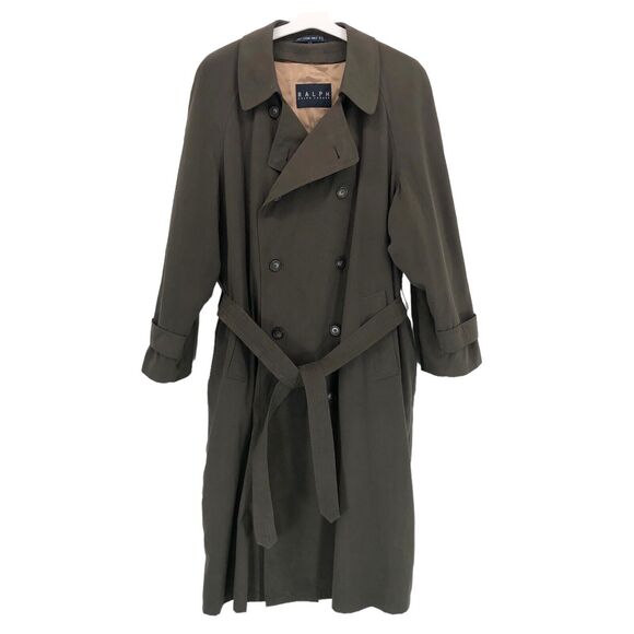 Ralph Ralph Lauren Mens Trench Coat 46 R Wool Blnd Removable Zip Out Liner Green - Picture 1 of 11